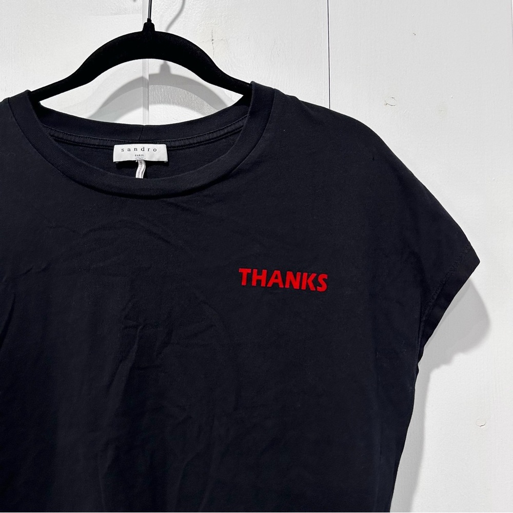 Sandro Thanks T-Shirt In Black Size 4 - Picture 7 of 12